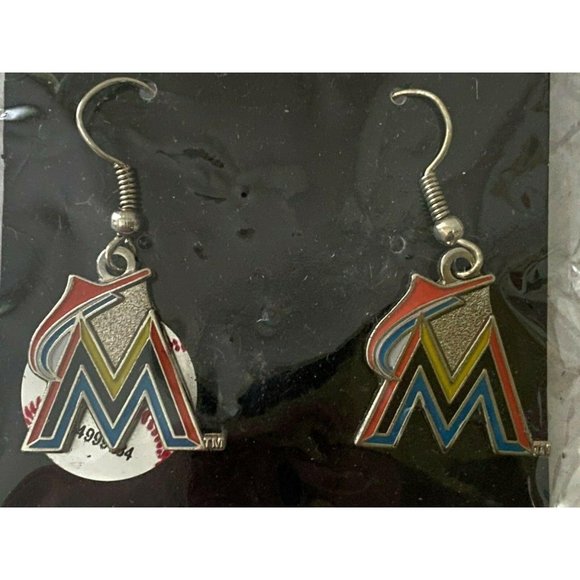 Miami Marlins Logo Dangle Earrings Marlins Fans - Picture 7 of 12